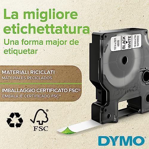 D1 etichette originali | stampa bianca su nero | 12 mm x 7 m | etichette autoadesive per etichettatrice LabelManager | 1 Pezzo