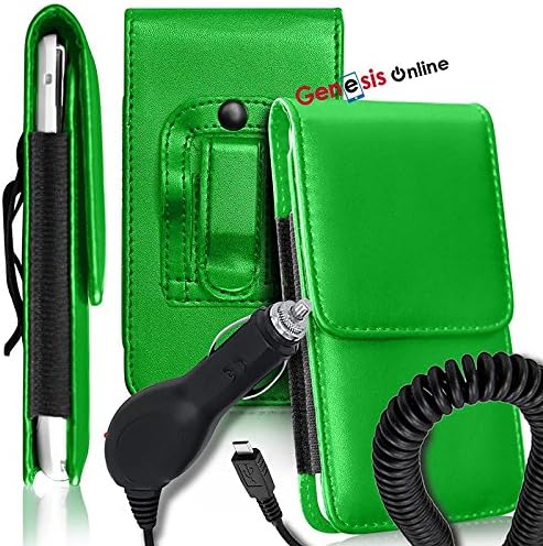 Fonetic Solutions [Green] Compatible with Huawei P Smart+ (nova 3i) Vegan Friendly Belt Pouch Magnetic Vertical Side Pouch Holster Flip Case + Micro USB Car Charger