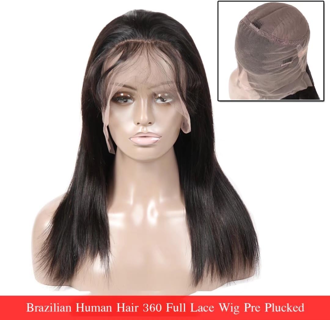 Lace Wig with Baby Hair Straight Full Lace Wig Human Hair Lace Wig 10A Straight Human Hair Wig 150% Density Natural…