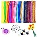450 Pieces Pipe Cleaners Set, Including 300 Pcs 26 Colors Chenille Stems, 100 Pcs 6 Size Wiggle Googly Eyes and 50 Pcs Pom Poms for Craft DIY Art Supplies