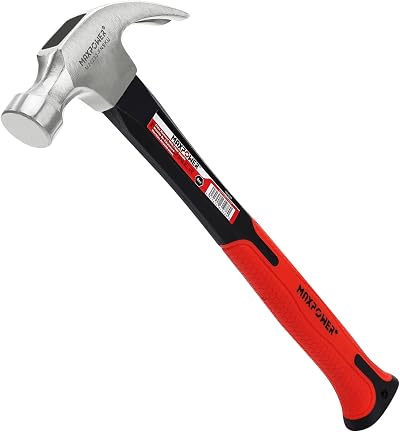 MAXPOWER 8Oz Claw Hammer Framing Rip Steel Head Fiberglass Rubber Grip Tool