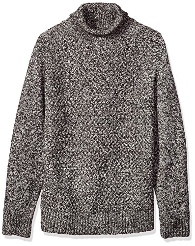French Connection Men's Twisted Cable Turtleneck Sweater, Black, XL