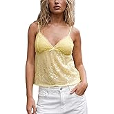 Women Y2K Sequin Cami Top Sexy Solid Color Sheer See Through Backless Crop Tank Top Summer Sparkly Flowy Camisole