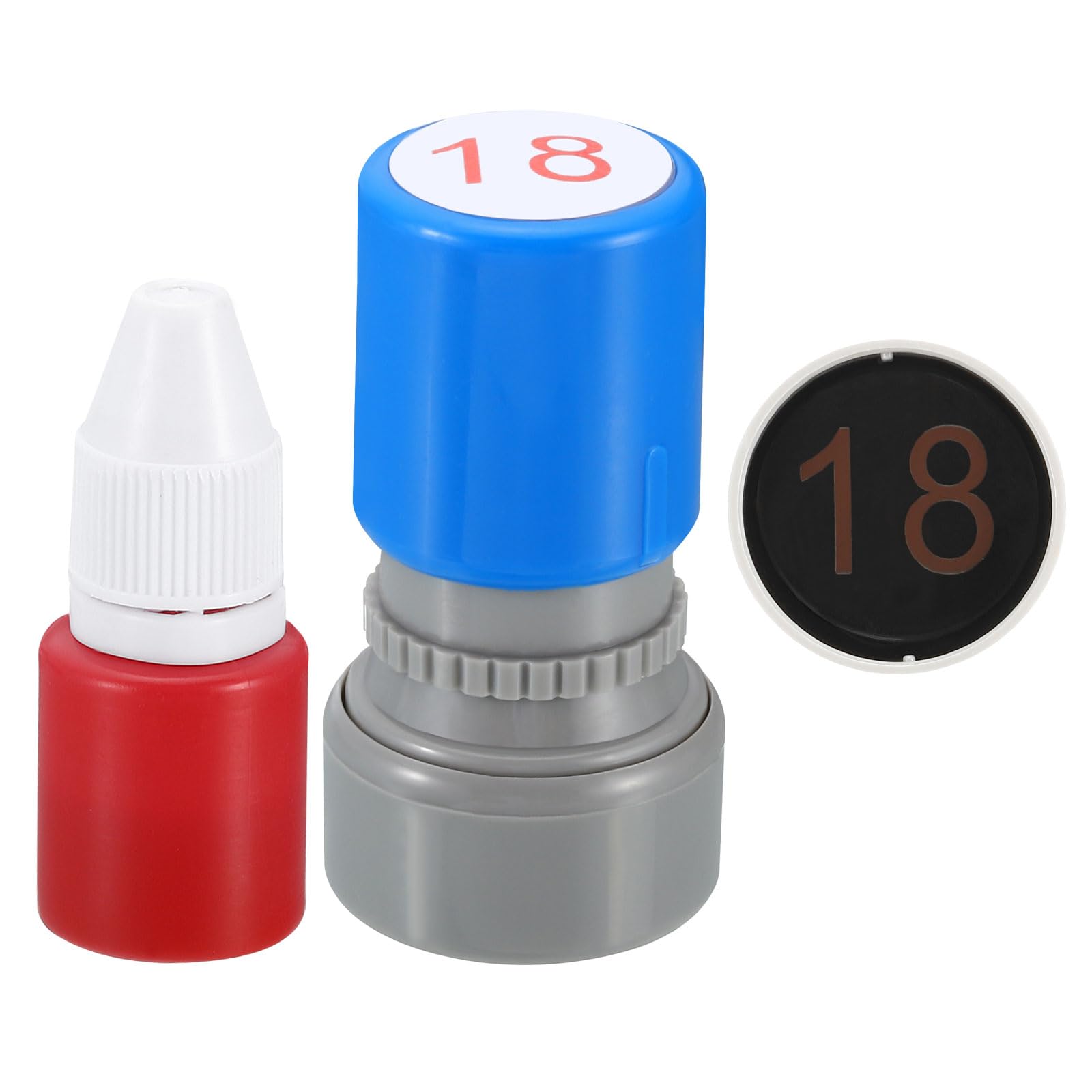 PATIKIL Number Stamps Self Inking, Numeral 18 Teacher Initial Stamp Ink Stamp for Class Notebook Scrapbooking DIY Craft Style 1, Red Ink