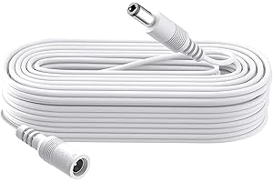 Security-01 33FT 10M DC Power Extension Cable, Plug 5.5mm x 2.1mm, DC 5V 6V 9V 12V 24V Power Adapter Extension Cord, for CCTV
