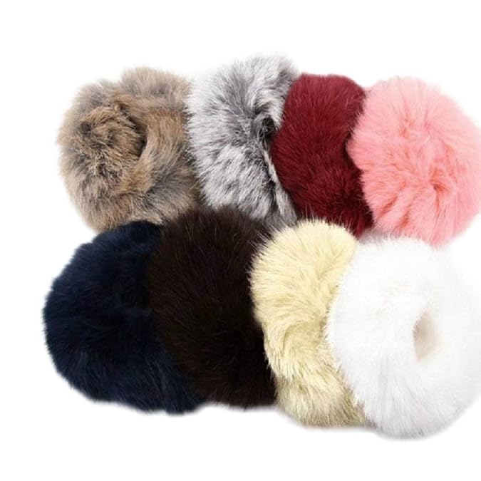 Buy iconic Fluffy Fur Rubber Bands for Girls (Multicolour, Set of 6) at