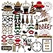 Amandir 2019 New Photo Booth Props Kit 37 Pcs with Merry Christmas Banner for Xmas Decorations Theme Party Favors, style 4, Style 3