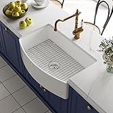 DeerValley Farmhouse Kitchen Sink 33 inch, White Fireclay Apron Front Farm Sinks, Single Bowl Deep Drop In Undermount Sink wi