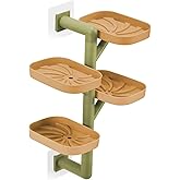 Soap Holder Four Layer Wall Mounted NO-Drilling Rotatable Self-draining Removable Soap Dish for Shower Bathroom Tray,Self Draining Sponge Holder,Razor Holder (Yellow/Green)