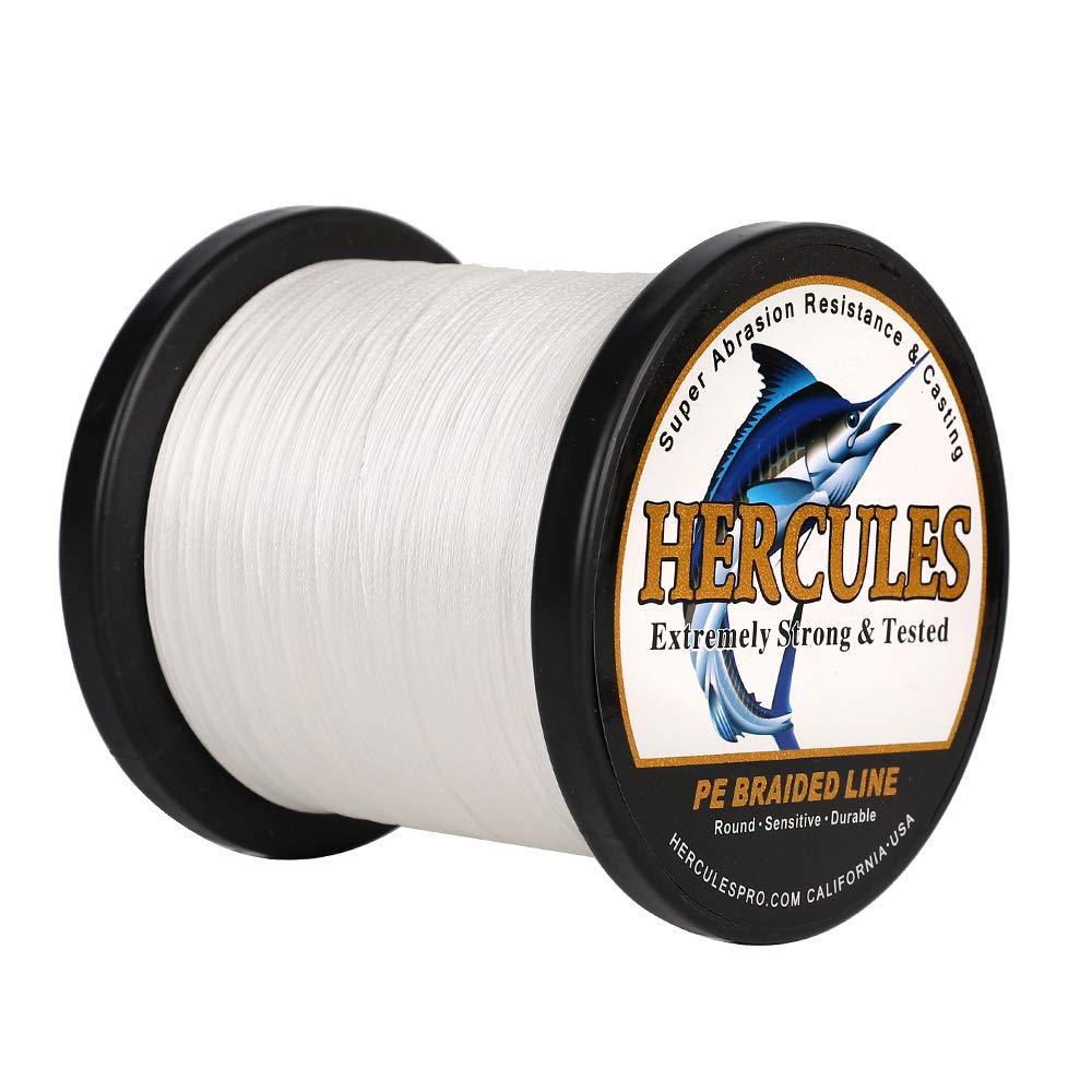 Hercules Super Strong 500M 547 Yards Braided Fishing Line 90 LB Test for Saltwater Freshwater PE Braid Fish Lines 4 Strands - White, 90LB (40.8KG), 0.50MM — image 1