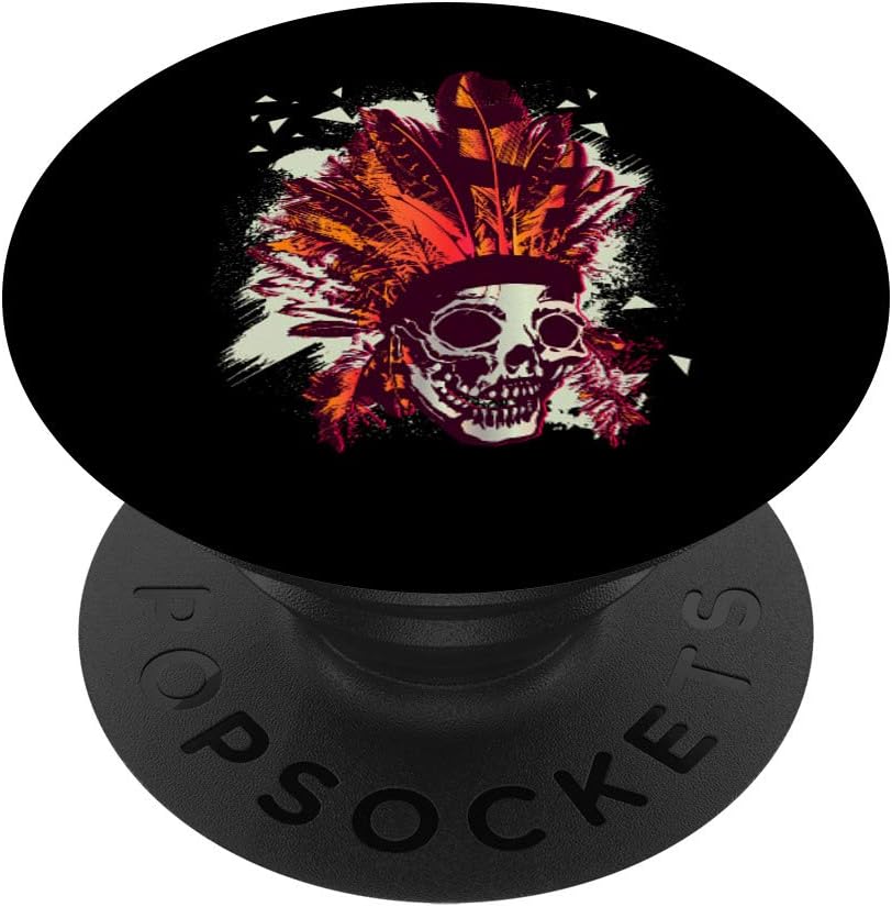Skull Native American Indian Headdress Tribal PopSockets Grip and Stand for Phones and Tablets