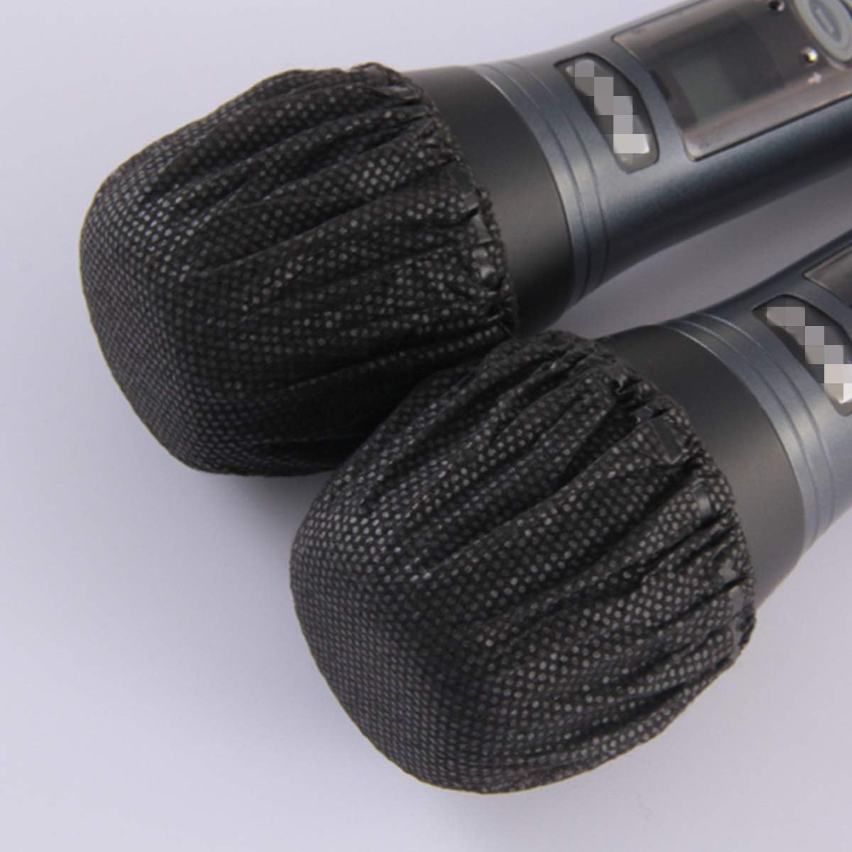 YianBestja 100 Pcs Disposable Non-Woven Microphone Covers Handheld Mic Cover for KTV Live Party School Recording Room News Gathering (Black) - Image 5