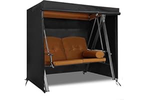 SLAN ARROW Ourdoor Swing Cove, 3 Triple Seater Hammock Cover Garden Swing Cover Garden Hammock Glider Chair Cover Outdoor Swing Cover UV Resistant Swing Canopy Cover (58 * 49 * 67) inch Black