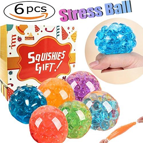 Qiekenao DNA Stress Ball, 6 Pack Squishy Jumbo Ball Stress Relief for Anxiety Women Men Adults Novelty Squeeze Toys Hand Wrist Toys Funny Vent Toys with a Beautiful Wrapped Gift Box(6 Different Ball)