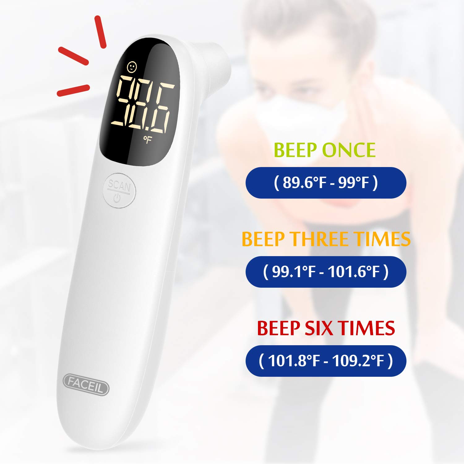 [All New 2020] Forehead Thermometer for Fever by FACEIL, Touchless Infrared Thermometer with Fever Alert and 32 Group Memory Recall, Digital Thermometer for Adults and Babies (1 Second Fast Reading): Industrial & Scientific