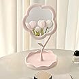 KEAINVRN Flower-Shaped Makeup Mirror for Desk Vanity Mirror for Bedroom,Living Room and Minimal Spaces Room Decor Home Decorations (Pink)