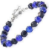 COLORFEY Protection Crystal Black Obsidian Bracelets for Men - Mens Black Beaded Bracelet Unique Obsidian Faceted Bead Bracelet Healing Gifts for Husband Son, Natural Crystal Jewelry for Lucky Wealthy