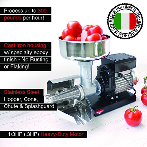 Raw Rutes - Electric Tomato Strainer Machine - Made in Italy - Perfect for Canning Tomato Purees, Sauces and More! (No. 3)