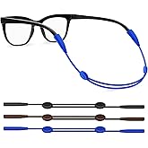 FOFALY Glasses Strap 3Pcs, No Tail Adjustable Sunglasses Strap For Sports, Eyeglasses Holder Around Neck, Eyewear Lanyard Retainer, Glasses Chain For Men, Women (Black, Brown, Blue, 13.5 inches)