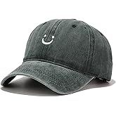 Smile Face Baseball Cap Vintage Distressed Low Profile Unstructured Cotton Dad Hat Adjustable for Women Men