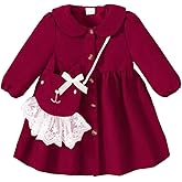 Mioglrie Toddler Girl Fall Dress Baby Girl Winter Clothes 6 12 18 24 Months Outfit Cute Dresses for Girls with Satchel