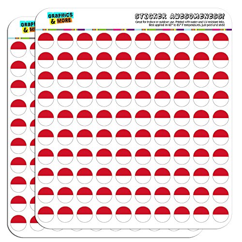 Indonesia National Country Flag 1/2" (0.5") Planner Calendar Scrapbooking Crafting Stickers - Opaque