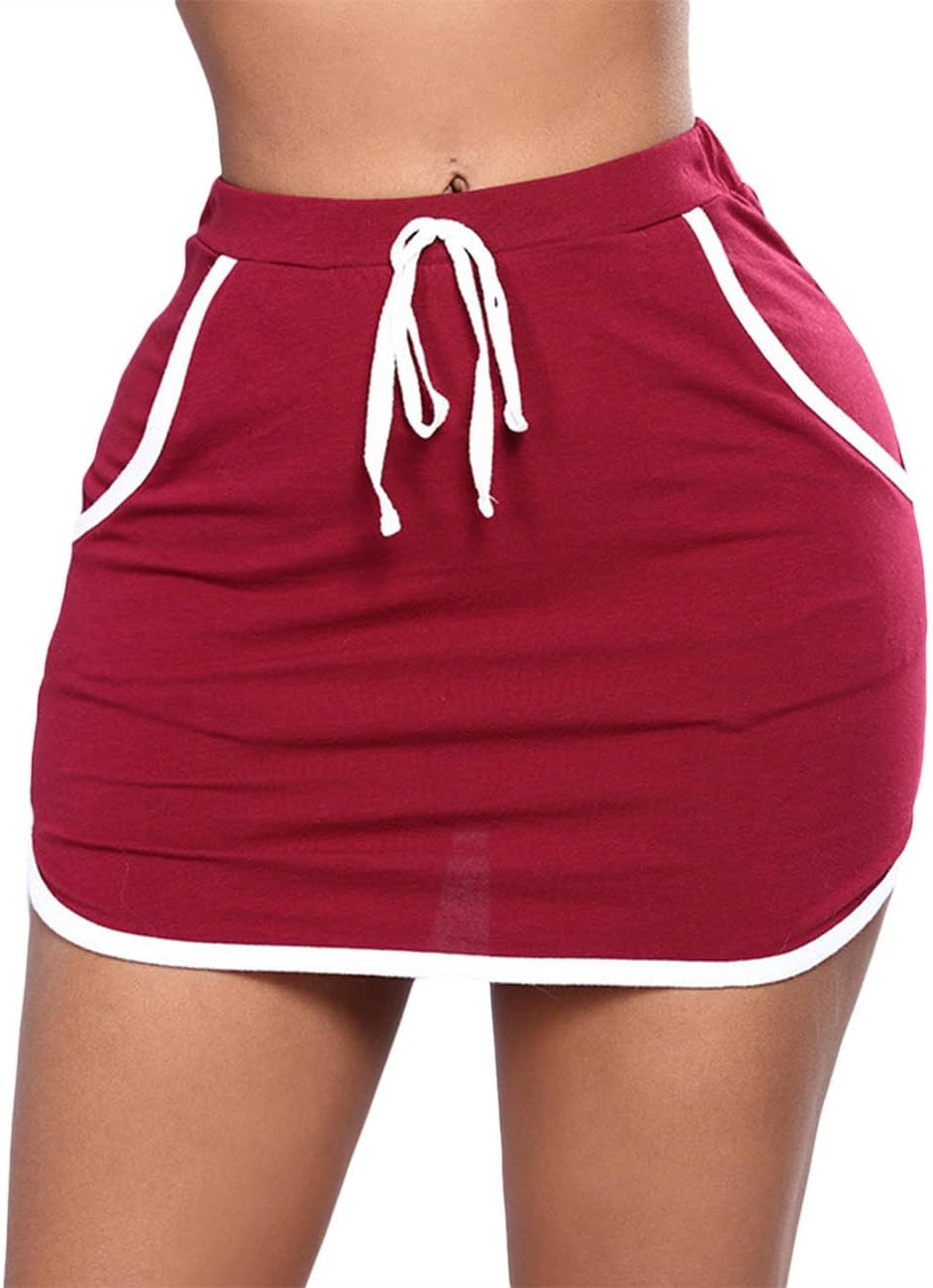 Womens Fitness Athletic Active Tennis Golf Mini Skirt Lightweight Skirts with Pockets(NO Pants Inside)