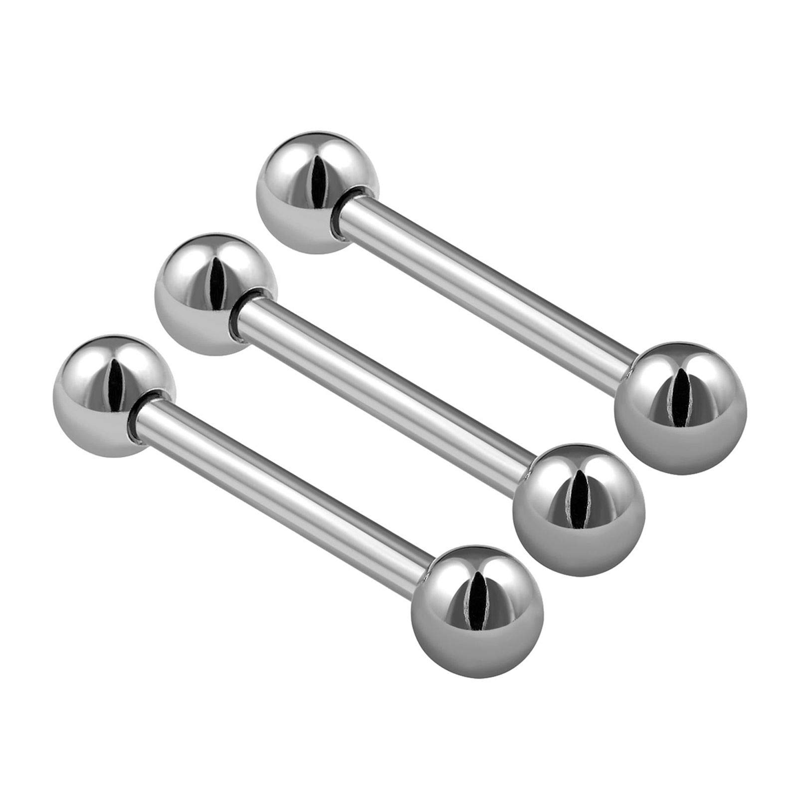 KJM FASHION 3PCS Surgical Steel Barbell Earrings 16 gauge 3/8 10mm 3mm Ball Cartilage Rim Helix Earrings Eyebrow Piercing Jewellery 0582