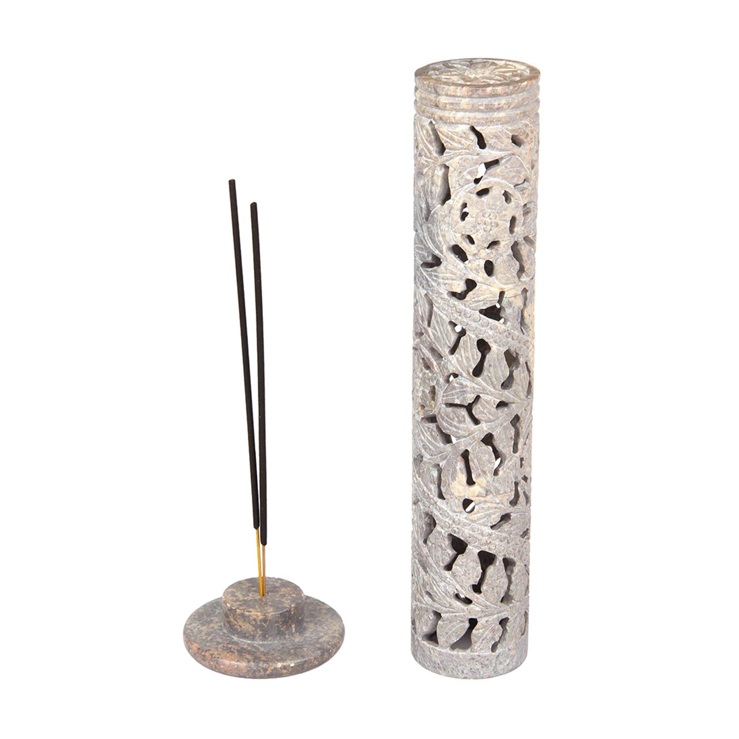 Beautiful Floral Crafted Incense Burner Holder Stone Tower For Stick
