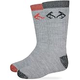 Realtree Boys Merino Boot Socks Pack (2 Pair), Assorted Colors, Small