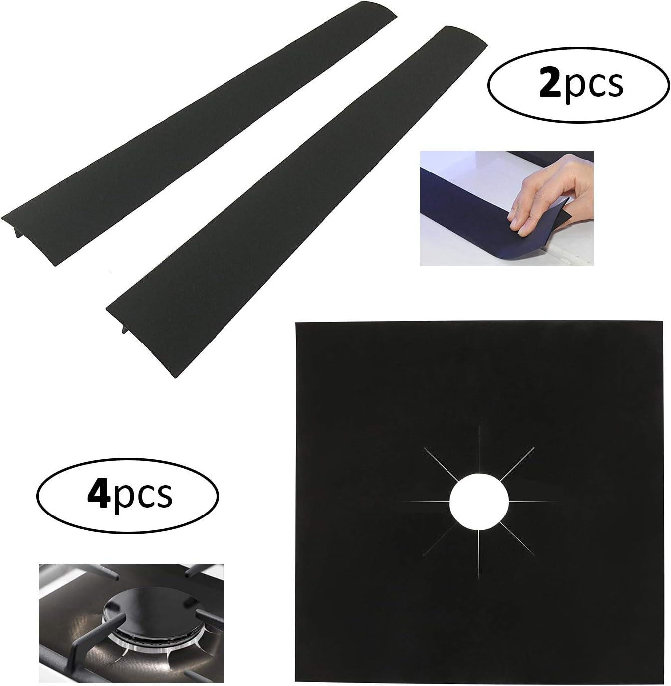 ZOEMO 4 Pack Stove Burner Covers with 2 Pack Stove Counter Gap Cover (4 Stove Covers and 2 Gap Covers)