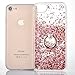 iPhone 7 Case Crystal Clear Quicksand Liquid - JAZ Finger Ring Stand Ultra Thin Soft Transparent Plastic Floating Luxury Bling Glitter Sparkle Diamond Case for iPhone 7 /iphone 8 (Diamond Pink)
