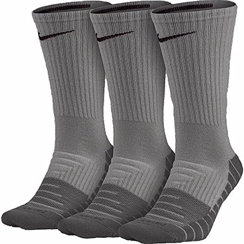 Nike Mens Dri-Fit Cushioned Crew Socks - 3 Pairs (Heather/Cl;oud Blakc/Grey, Large ( 8-12))