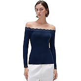 SUUKSESS Cloud Cashmere Women Lace Off Shoulder Long Sleeve Shirt Basic Knit Top