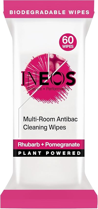 INEOS Next Gen Antibac Multi-Room Wipes Rhubarb Pomegranate 60ct Biodegradable