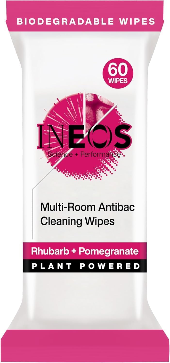 INEOS Next Gen Antibac Multi-Room Wipes Rhubarb Pomegranate 60ct Biodegradable