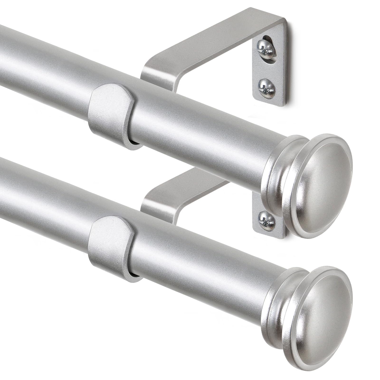 Photo 1 of TONIAL 2 Pack Curtain Rods 32 to 58 Inch, Telescoping Splicing 3/4 Inch Single Rods for Windows Decorative Drapery Rod with Small Finial, Silver