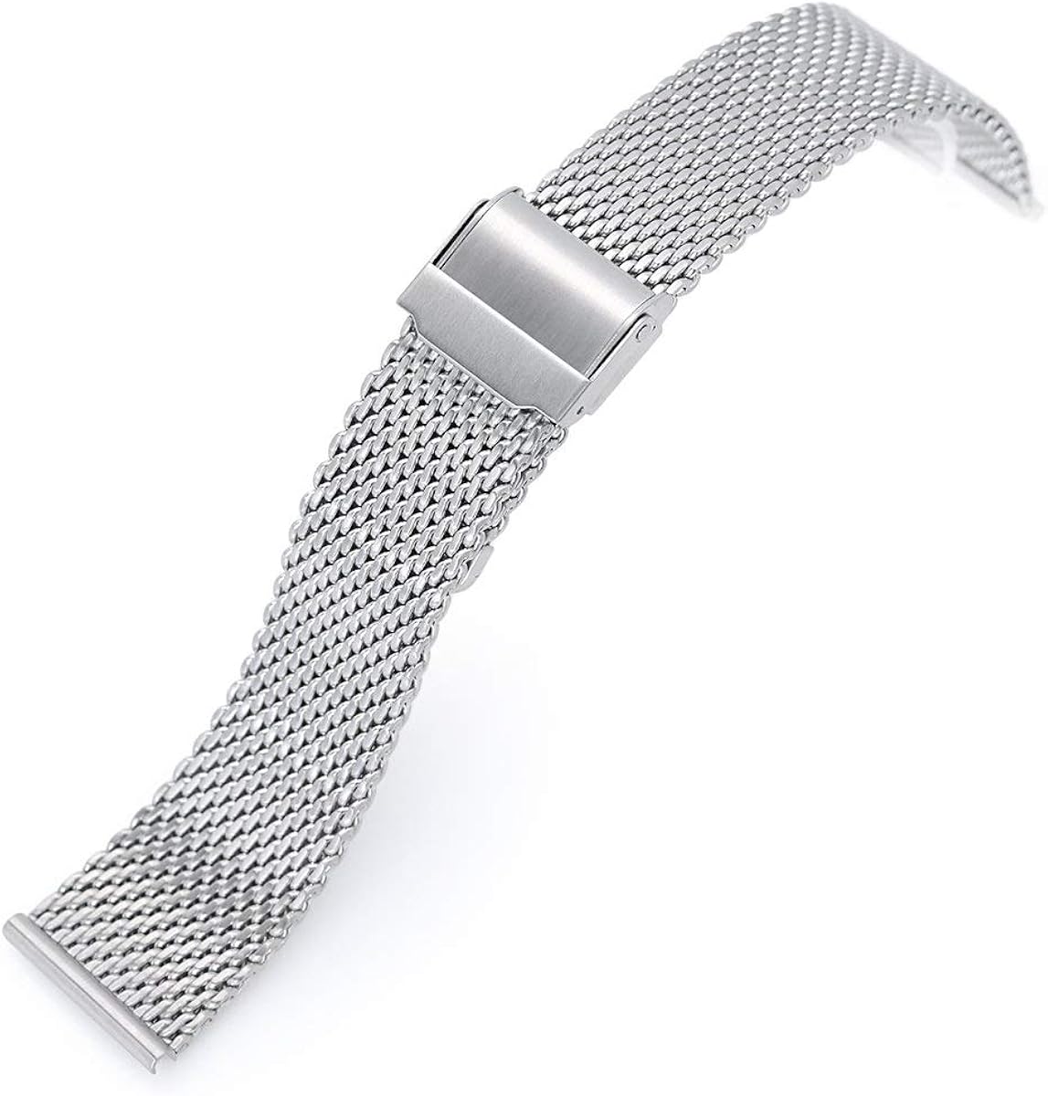 MiLTAT 22mm Classic Vintage Tapered Milanese Wire Mesh Band, Brushed
