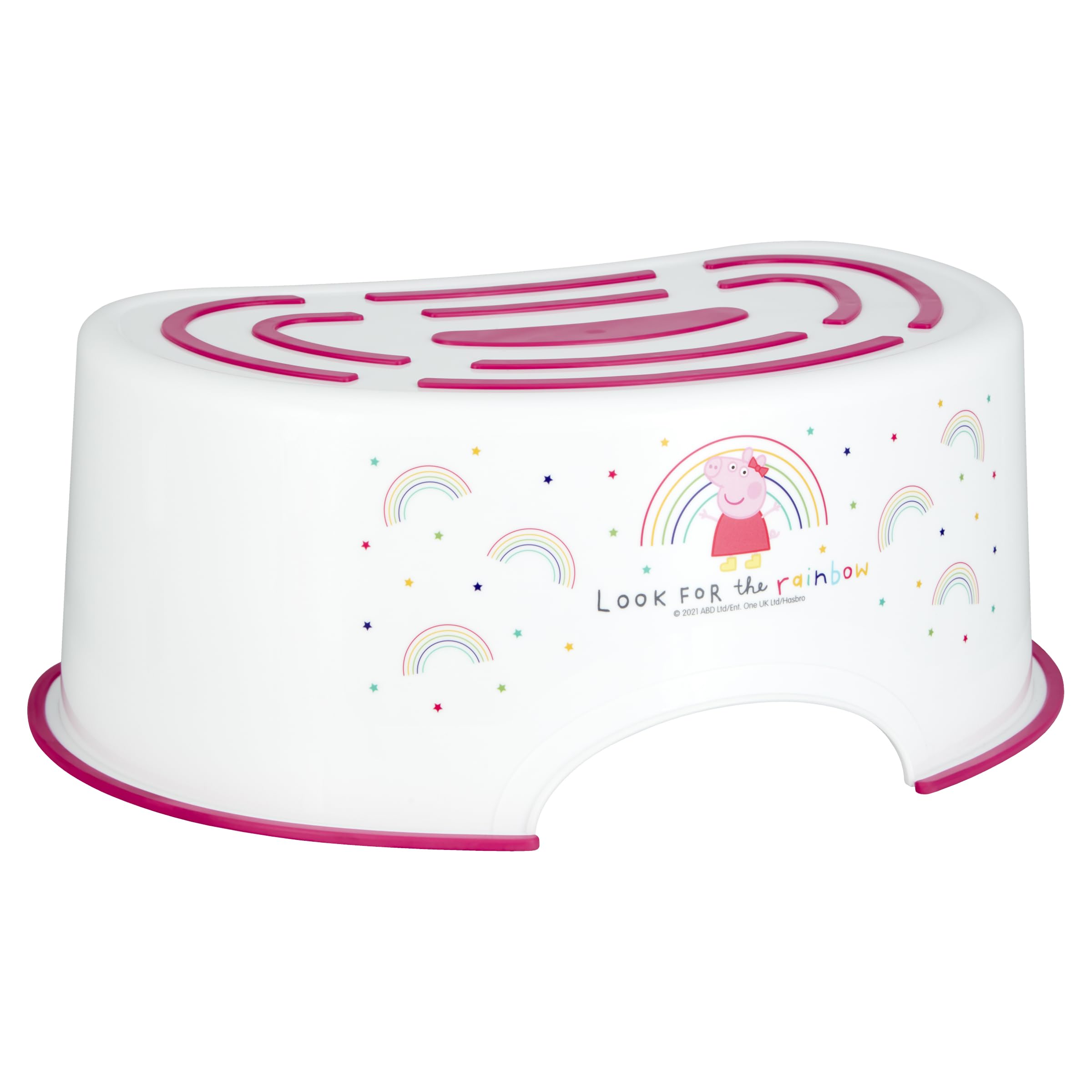 Peppa Pig Step Stool – Non‑Slip Kids Bathroom Step, Lightweight & Strong Toddler Stool with Anti‑Slip Top & Feet, Easy‑Clean Hygienic Plastic, White, Holds Up to 70kg