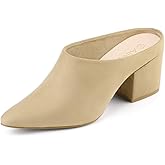 Allegra K Women's Pointed Toe Slip on Block Heel Slide Mules