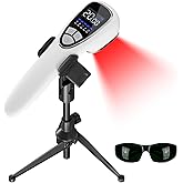 Anyork Red Light Therapy Device for Body Pain ReIief with Stand, 6x808nm+12x650nm Handheld Near Infrared Light Therapy with PW Pulsed Wave Model for Human and Pet Body Joint Back Knee Muscle