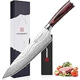 KEEMAKE Chef Knife 8 Inch - Ultra Sharp Kitchen Knife 1.4116 High Carbon Stainless Steel Blade, Ergonomic Handle, Professional Meat Knife for Home Cooking & Chefs, w/Sheath & Gift Box