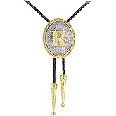 GelConnie Western Ties for Men Gold Bolo Tie Initial Letter A to Z Native American Bola Ties Cowboy Accessories for Men Women