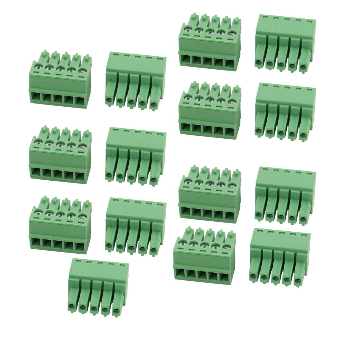 sourcingmap 15 Pcs LC1 AC300V 8A 3.5mm Pitch 5P PCB Terminal Block Wire Connection