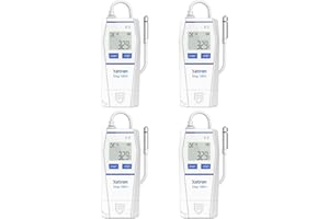 Xetron Multi-Use Temperature Humidity Data Logger with External Probe,32000 Points Reusable Recorder for Cold Chain, PDF Report, Calibration Certificate Elog10EH (4 Pack）Upgrade RC-5