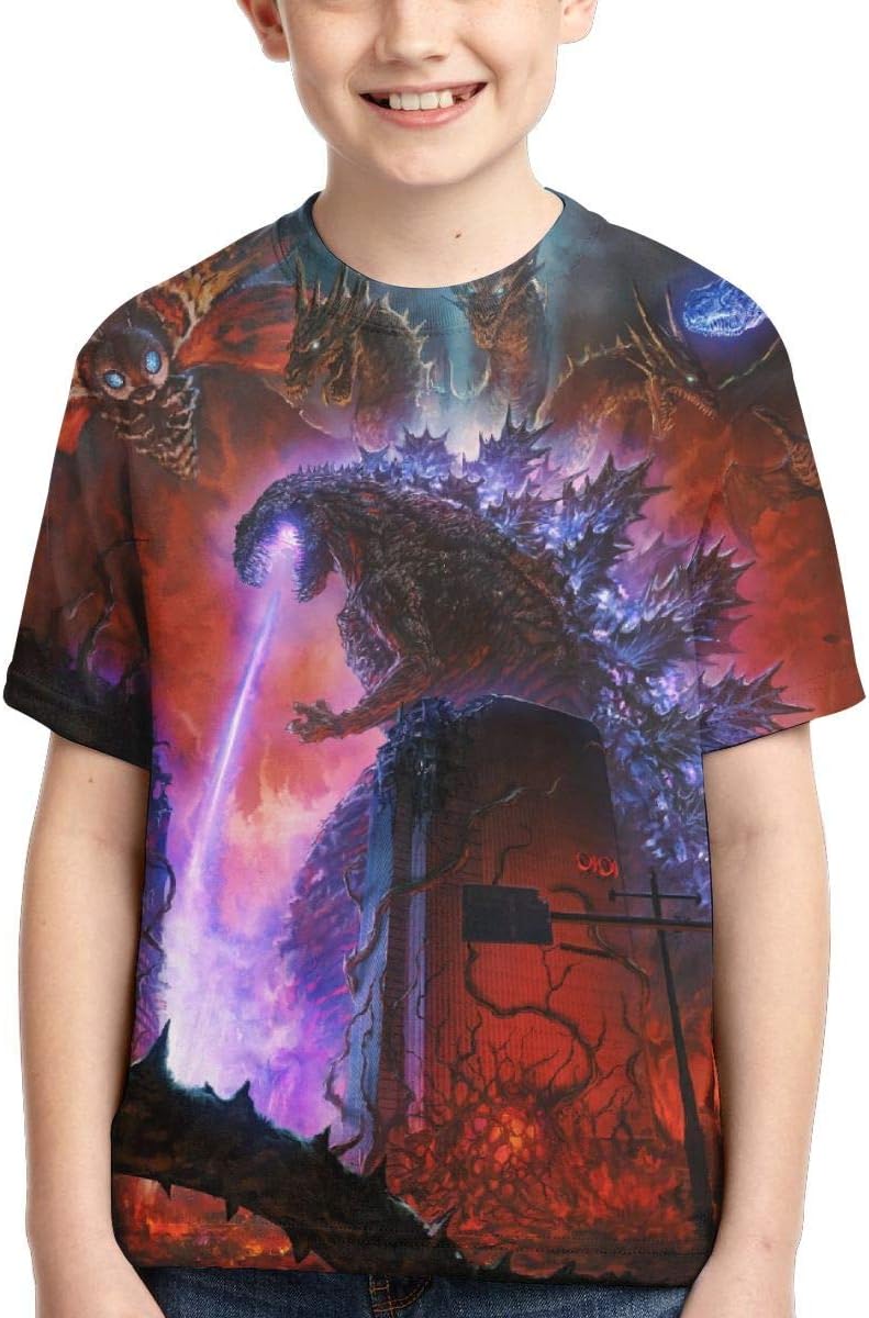 Boys Girls Godzilla 2 King of Monsters 3D Printed Short Sleeves T Shirt Fashion Youth Tee Shirts