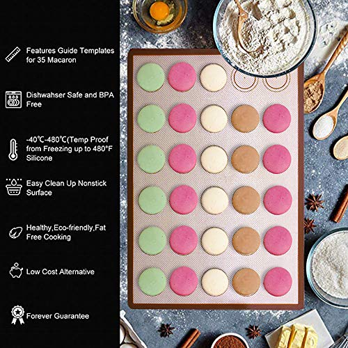 Silicone Macaron Baking Mat Kit with Accessories (22 pcs Set) - 2 Half Sheet Macaron Mat, 2 Macaroon Piping Bag, 2 Bag Tie, 2 Plastic Ring and 14 Piping Tip - Thumbnail 4
