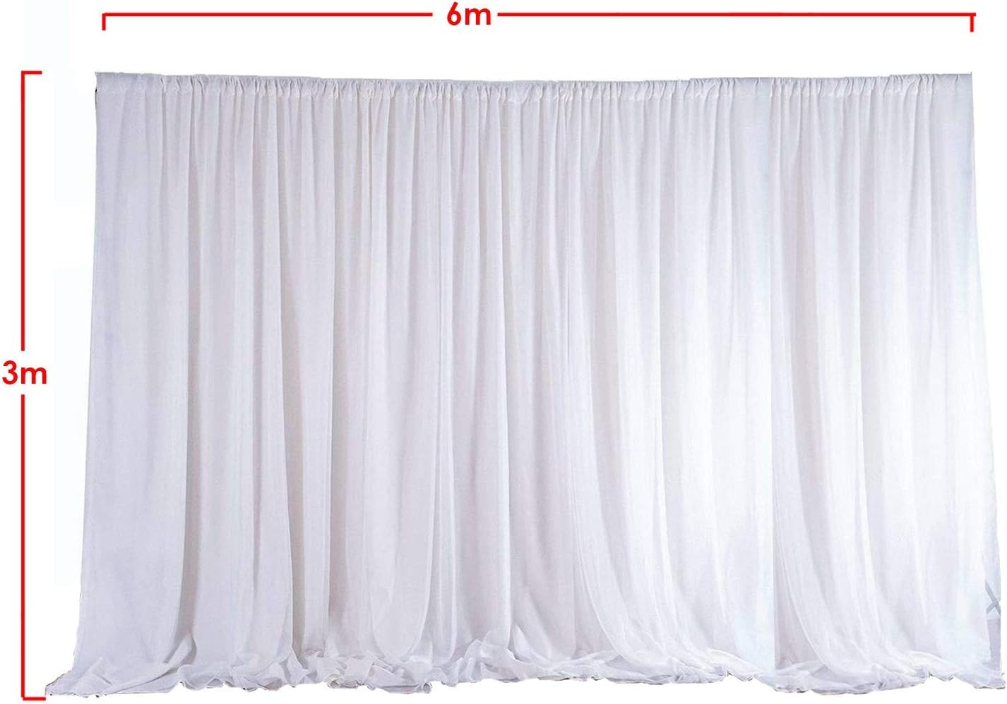 WedDecor White Wedding Backdrop Curtain 3m x 6m - Image 3