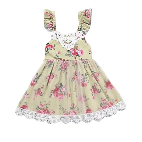 WUSIKY Sommerkleid Kleinkind Kinder Mädchen Kleid Blume Spitze Tüll Prinzessin Party Pageant Brautkleider Minikleid Lässige K
