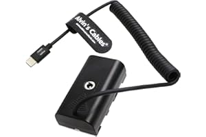 Alvin's Cables USB-C Type-C PD to NP-F550 Dummy Battery Coiled Power Cable for Sony NP-F550| F770| F570| F970 Atomos Ninja V|